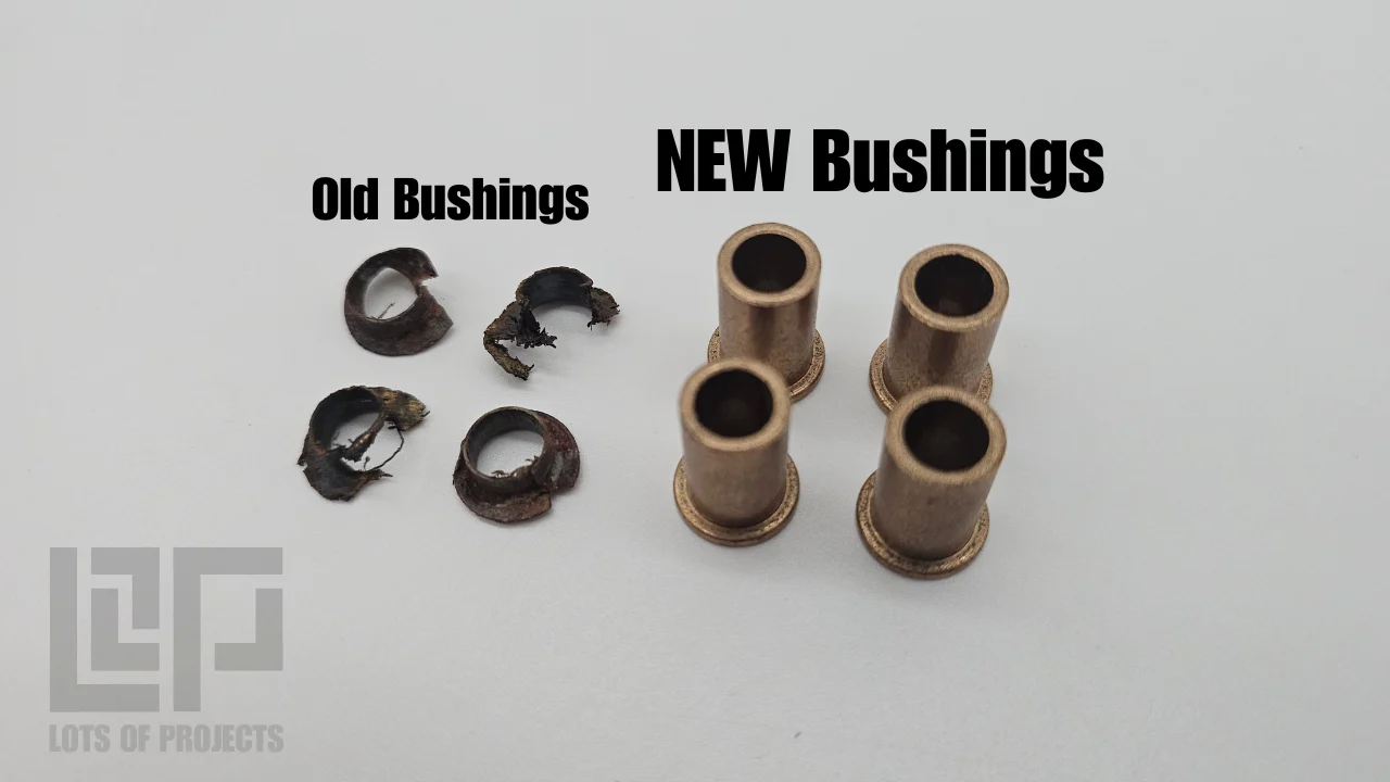 Jeep Cherokee XJ old door bushings compared with new upgraded door bushings from lots of projects Door Upgrade Kit