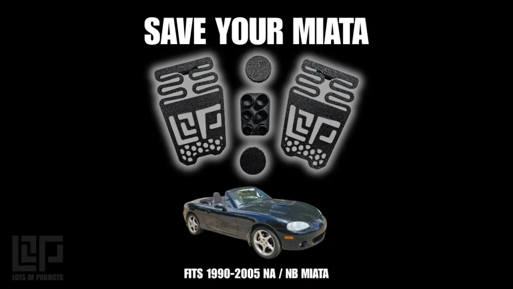Miata Drain Defender Kit from lots of projects. prevent miata rust and fender debris. prevent moldy carpets and wet seats