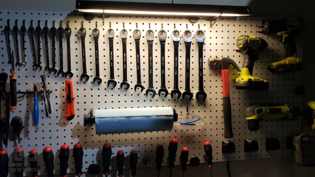 pegboard with 3d printed attachments