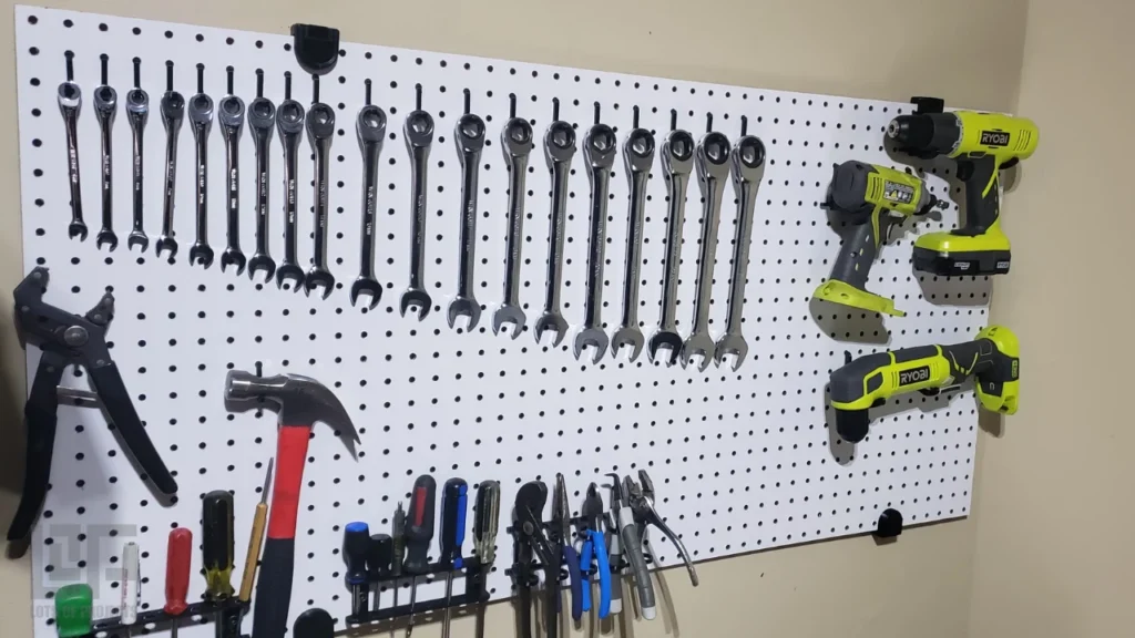 pegboard with 3d printed attachments
