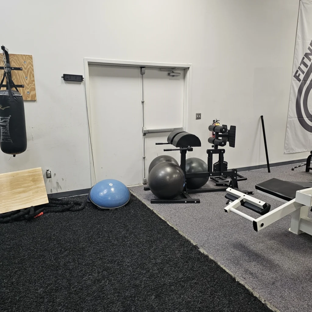 Exercise balls on the ground