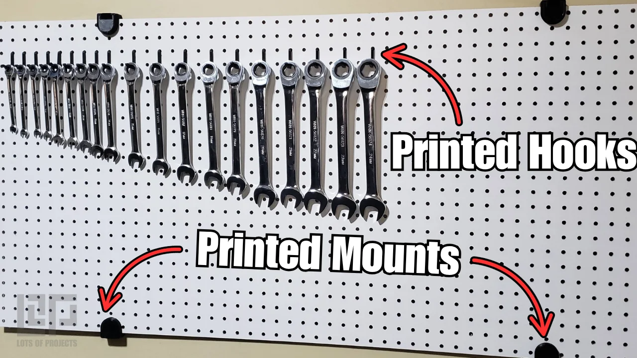 pegboard with 3d printed attachments