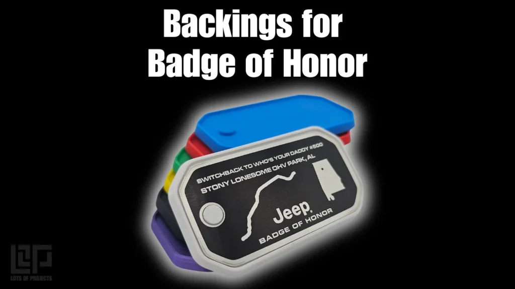 Color Jeep of Honor Badge Backings stacked against each other title